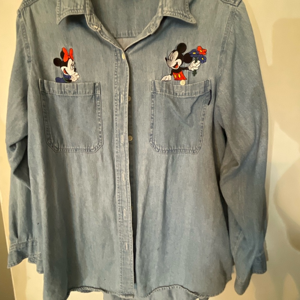 Mickey and Minnie blue jean shirt